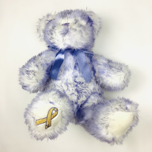 2002 Build A Bear Nikki's Bear Purple Lavender Ribbon Cancer Awareness Plush Toy - Picture 3 of 7